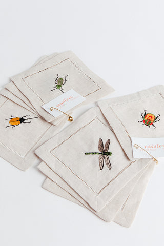 Dot & Army Insect Embroidered Linen Coasters